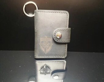 Handmade Crazy Horse Leather Keychain Wallet: Minimalist Card Holder