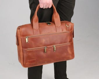 Maletín de piel para hombre – Bolso para portátil Crazy Horse, bolso de negocios, regalo para jefes y compañeros de trabajo