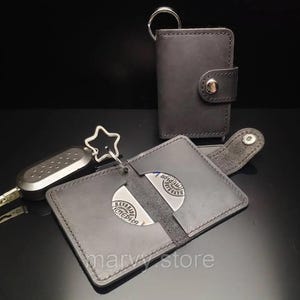 Leder Geldbeutel. Handgefertigtes Portemonnaie. Schlüsselanhänger Portemonnaie für Herren. Kleines Leder Kartenetui. Minimalistisches Portemonnaie. Kartenhalter mit Gravur