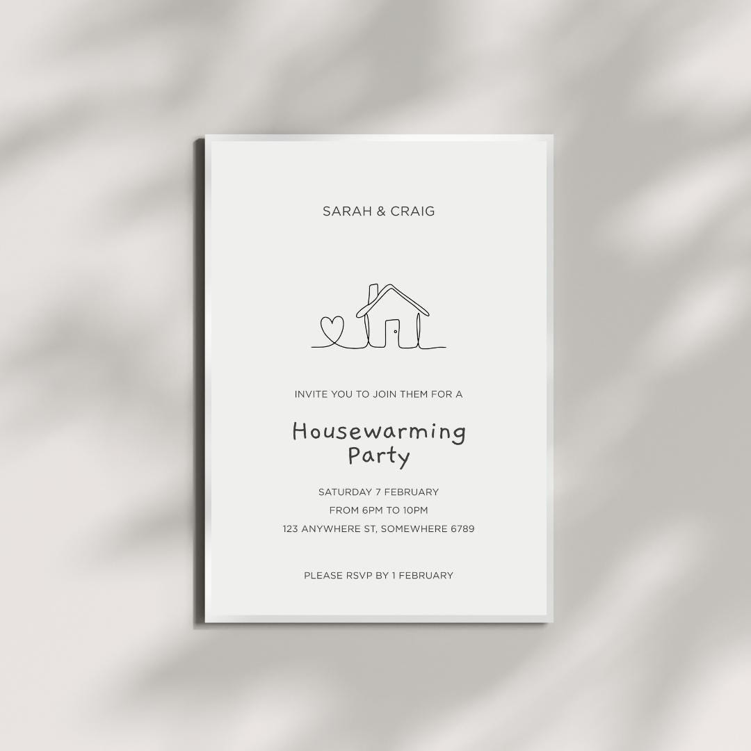 Housewarming Invitation Template - Editable Canva Template | Minimalist ...