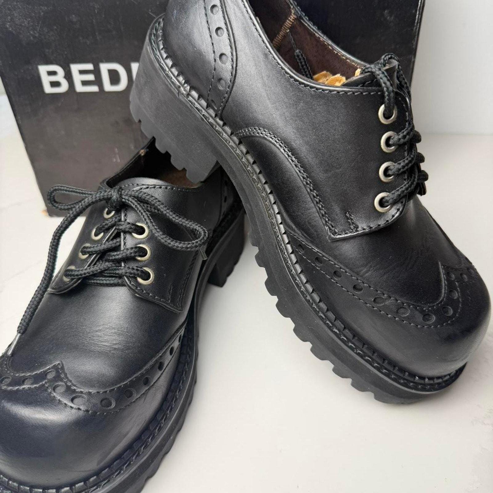 BED|STU Black Leather Oxfords Sleek Design Bed Stu Cobbler Mens Series Brown/black Leather Crackle  main image 2