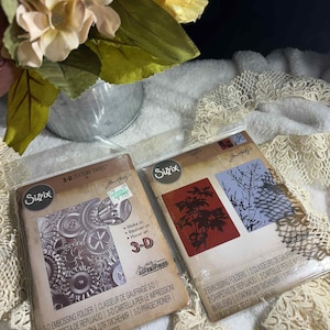 Spellbinders metalen stanspasta's lot van 2 grote stansvormen horloge klok draait en bloemdessin