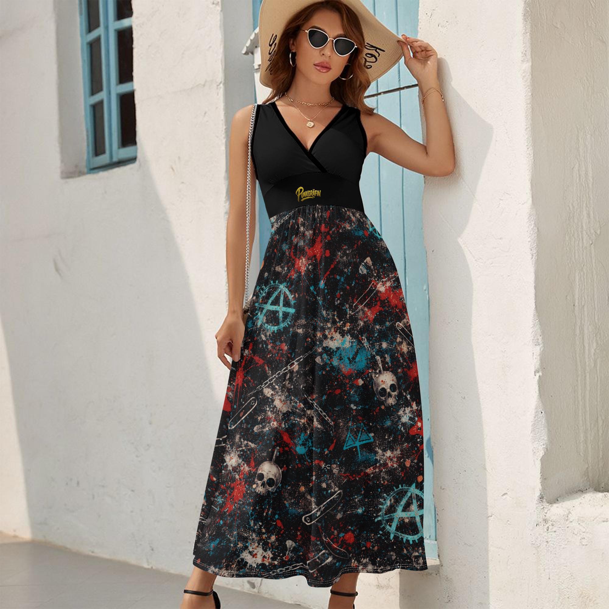 chinese dress ladies Elsa Pleated Strapless Scarf Satin Maxi Dress • Shop American Threads main image 1