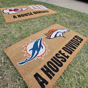 Custom Pro Football Rivalry Doormat with Logo – House Divided Gift