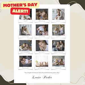 Presente personalizado com foto para o Dia das Mães | Presente para a mãe: Pôster com foto de agradecimento | Impressão de foto floral | Arte de parede personalizada para a mãe, lembrança do Dia das Mães