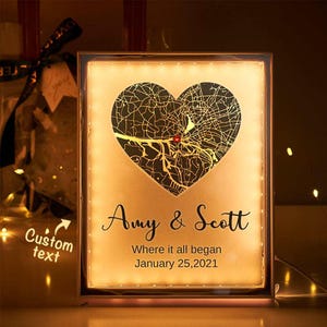 Custom Map Night Light Long Distance Relationship Gift Engagement Gift for Friends First Year Anniversary Gift Unique Present for Men