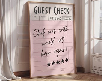 Kitchen Print | Custom Quote Print | Personalised Guest Check Poster | Custom Message Wall Art for Kitchens or Dining Rooms | Funny Print