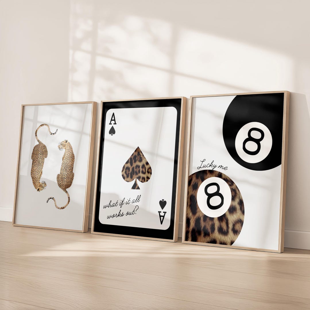 Leopard Print Wall Art Set of 3 | Cheetah Animal Poster | Ace Card ...