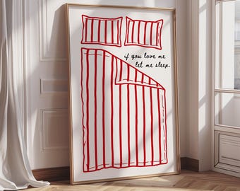 Póster con frase divertida sobre el sueño: Arte minimalista para la pared del dormitorio (descarga digital)