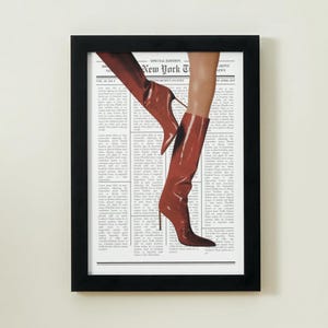 Red Boots Newspaper Print Poster: High Fashion Wall Art (Digital Download