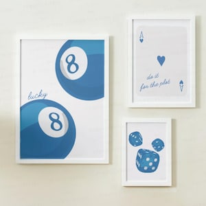 Navy Blue Wall Art Trendy Gallery Wall Set Aesthetic Art Prints Wall Set Of 3 Y2k Art Apartment Decor Dorm Printable Coll Prints Blue Poster