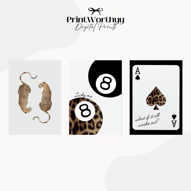 Leopard Print Wall Art Set of 3 | Cheetah Animal Poster | Ace Card ...