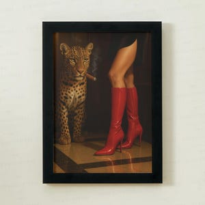 Red Boots Leopard Print: Retro High Fashion Wall Art (Digital Download