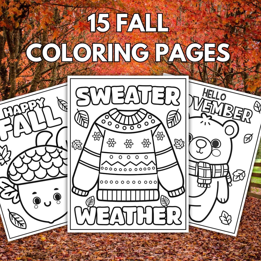 Autumn Coloring Pages for Kids: Fall Printable Activity (PDF Download ...