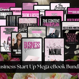 Girl Boss eBook Bundle | 22 PLR Digital Products | Editable Canva Templates | Rebrand & Resell eBooks | Passive Income Starter Kit