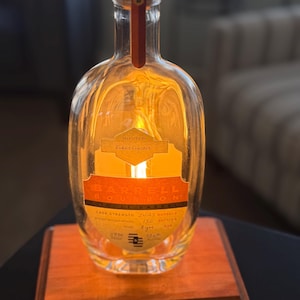 Barrel Bourbon Cask Strength Single Barrel Bottle Table Lamp with a dimmer switch