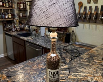 Malted barley filled High West Double Rye Whiskey Bottle Lamp