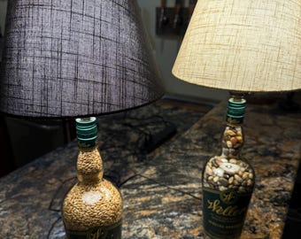 Grain or River Pebble filled Weller Special Reserve Bourbon Bottle Lamp