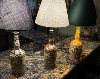 Grain or River Pebble filled Buffalo Trace Bottle Lamp