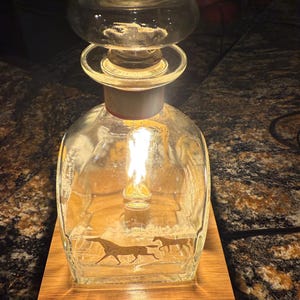 Rock Hill Farms Single Barrel Bourbon Bottle Table Lamp with a dimmer switch