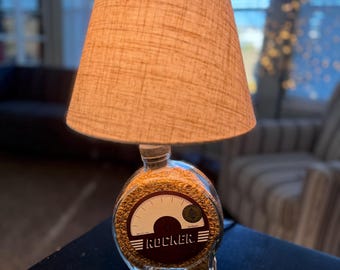 Rocker Spirits Bourbon Bottle Lamp Filled with Malted Barley