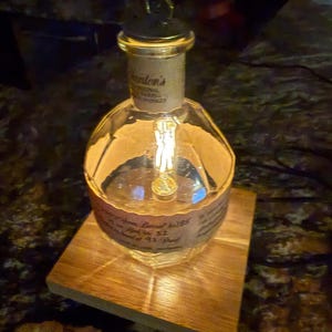 Blanton’s Single Barrel Bourbon Bottle Table Lamp with a dimmer switch