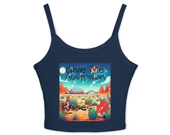 Camiseta sin mangas con tirantes finos y divertida camiseta de tirantes finos con beso australiano de FYLTH APPAREL, camiseta de verano para mujer, camiseta estampada bonita, camisola sin mangas, ropa de playa