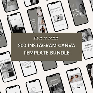 Instagram Post & Story Templates, 200 Canva Social Media Designs With Master Resell Rights, MRR/PLR, Digital Marketing and Coaching Bundle