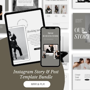 200 Instagram Templates Bundle, Social Media Posts & Stories With Master Resell Rights, MRR/PLR Canva Templates, Bonus Reels Pack