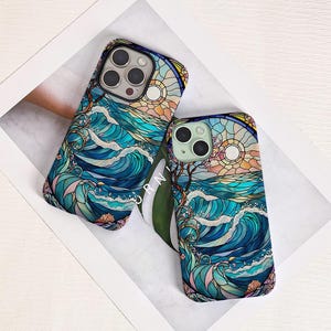 Funda para iPhone con collage de efectos de vidrio para iPhone 16e, 16, 15, 14, 13, 12 Pro Max Plus, Mini 12, 13, iPhone 14, 13, 12, 11 X SE, moderna y estética.