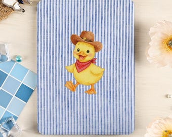 Cute Duck Stripes Kindle Paperwhite 12th 2024 Case , Kindle Colorsoft 7" Cover, Kindle 10th 11th Case with Hand Strap, Auto Wake/Sleep