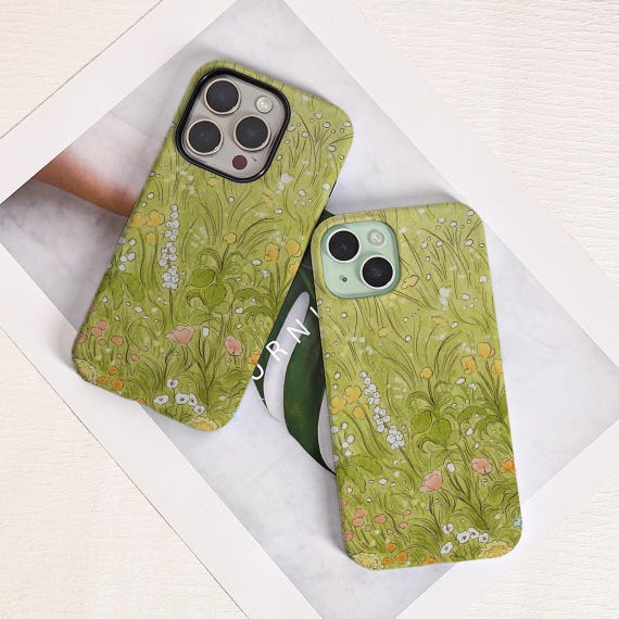 Wildflower Meadow iPhone Cover for iPhone 16 15 Pro Max 14 13 12 11 XR SE, Matte Slim Case with Botanical Art, Nature Aesthetic Phone Shell