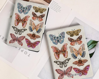 Funda retro con diseño de mariposa para Kindle Paperwhite 12.ª generación (2024), funda con correa para la mano para Kindle Paperwhite de 6,8" y Kindle de 6" de 11.ª generación.