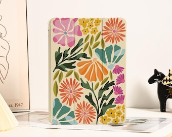 Custodia per iPad con fiori artistici colorati per iPad Air 4/5/6/7, iPad 10/9/8, iPad 9.7", 10.2", 10.9", 11", 12.9", iPad Mini 6/7, iPad 2025, 2024, 2022, 2021.