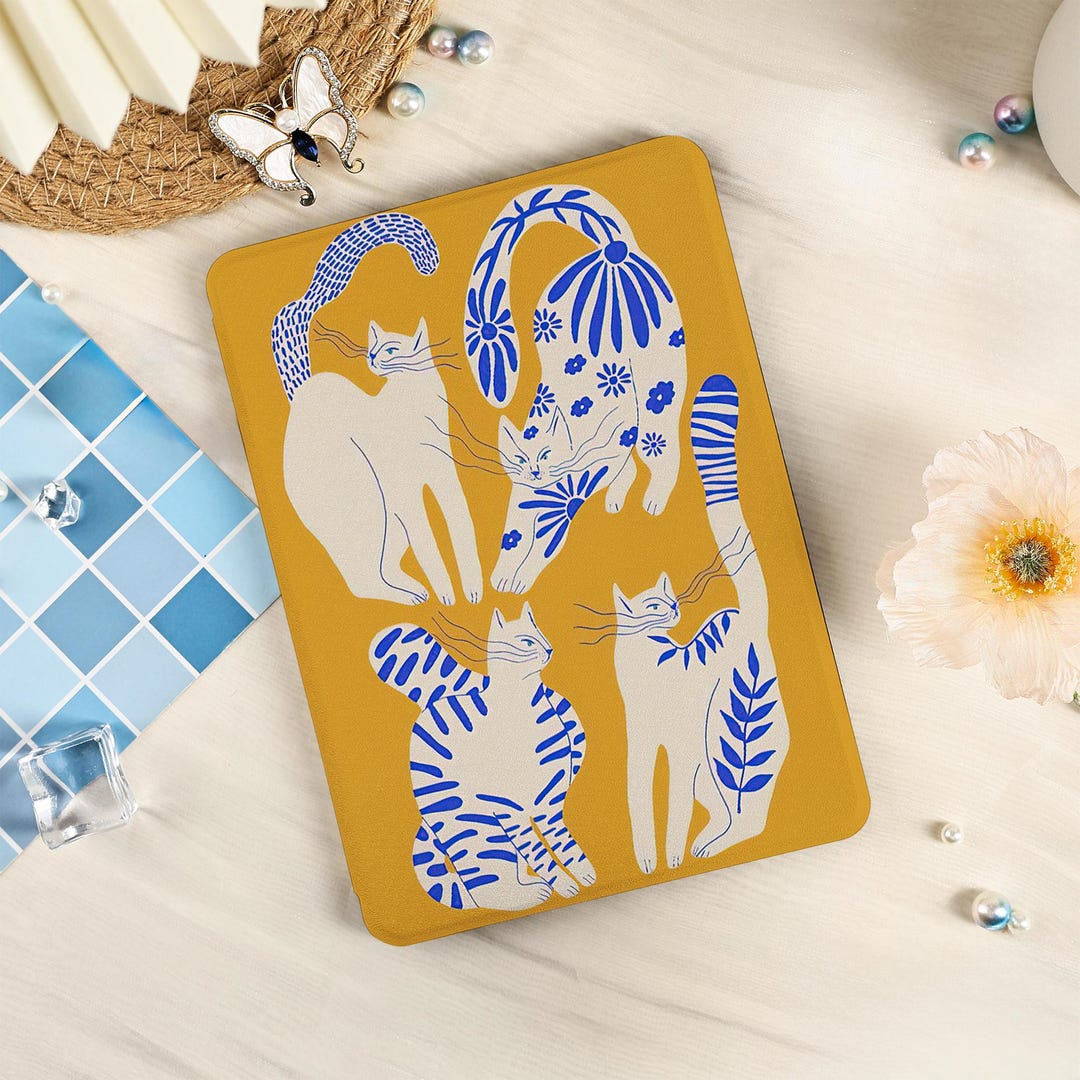 Art Cat Kindle Case With Hand Strap for Paperwhite 3/4/5/6, 2024 Kindle ...