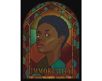 Witraż z czarną dziewczynką-wampirem - Teksturowane plakaty akwarelowe matowe - Nieśmiertelność