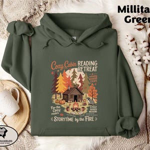 Cozy Cabin Reading Retreat Shirt, Cozy Fall Vibes Bookish T-shirt, Autumn Book Lover Tee, Cozy Readers Outdoors Sweatshirt, Pumpkin Book Tee