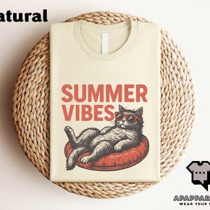 Summer Vibes Cat Shirt, Funny Cool Cat Summer T-shirt, Retro Summer Sweatshirt, Cat Lover Gift Tee, Summer Vacation Shirt, Beach Cat Hoodie