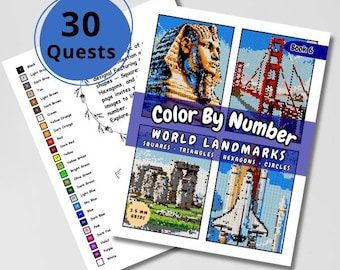 Landmarks Color By Number: Mystery Mosaic (PDF Download)