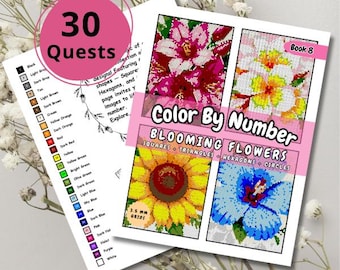 Summer Flowers Color By Number: Mystery Mosaic (PDF Download)
