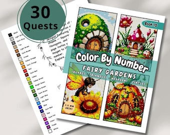Fairy Gardens Color By Number: Mystery Mosaic (PDF Download)