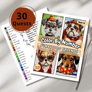 Puppy Color By Number: Mystery Mosaic Printable Coloring Pages (PDF Download)