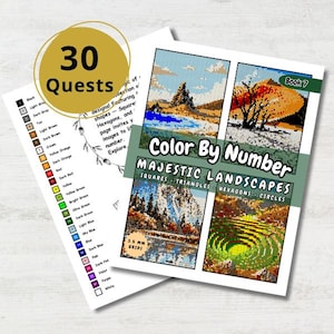 Landscapes Color By Number: Mystery Mosaic Activity (PDF Download)