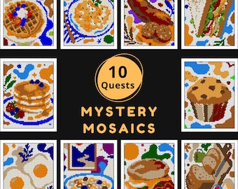 Breakfast Mystery Color by Number Dot Grid Pages (PDF Download)