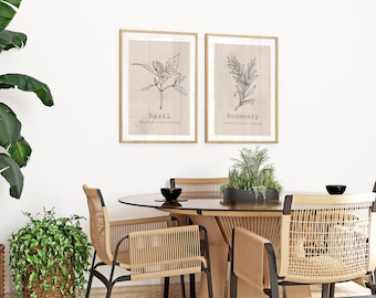 Stampa botanica con foglie di alloro: arte murale minimalista per la cucina (download digitale), dimensioni della serie A
