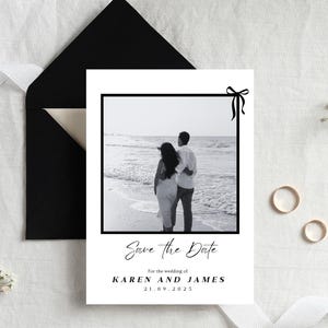 Elegant Custom Save the Date Invitation | Black and White Minimalist Wedding Card | Editable Digital Template | Instant Download Invitation