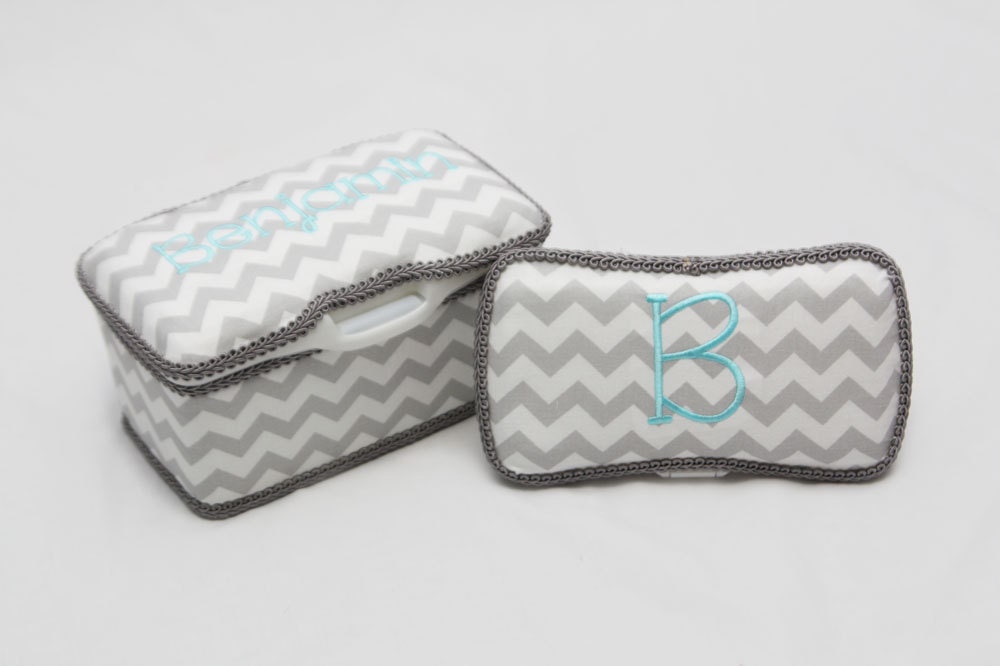 Personalized Wipes Case Tub and Travel Wipes Case Grey Etsy