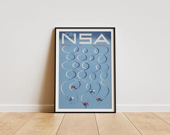 National Ski Association Poster - Retro NSA Print, Winter Sports Art, Alpine Lodge Decor, Nostalgic Ski Wall Art, Vintage Skiing Poster