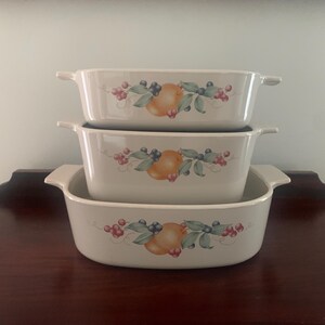 Vintage Corning Ware Abundance Casserole Dishes - Set of 3