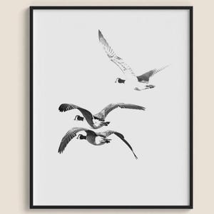 Geese in Flight | Minimalist Animal Picture | Downloadable-Printable Photograph | Wildlife Photography | Nature Photo | Includes 5 Files